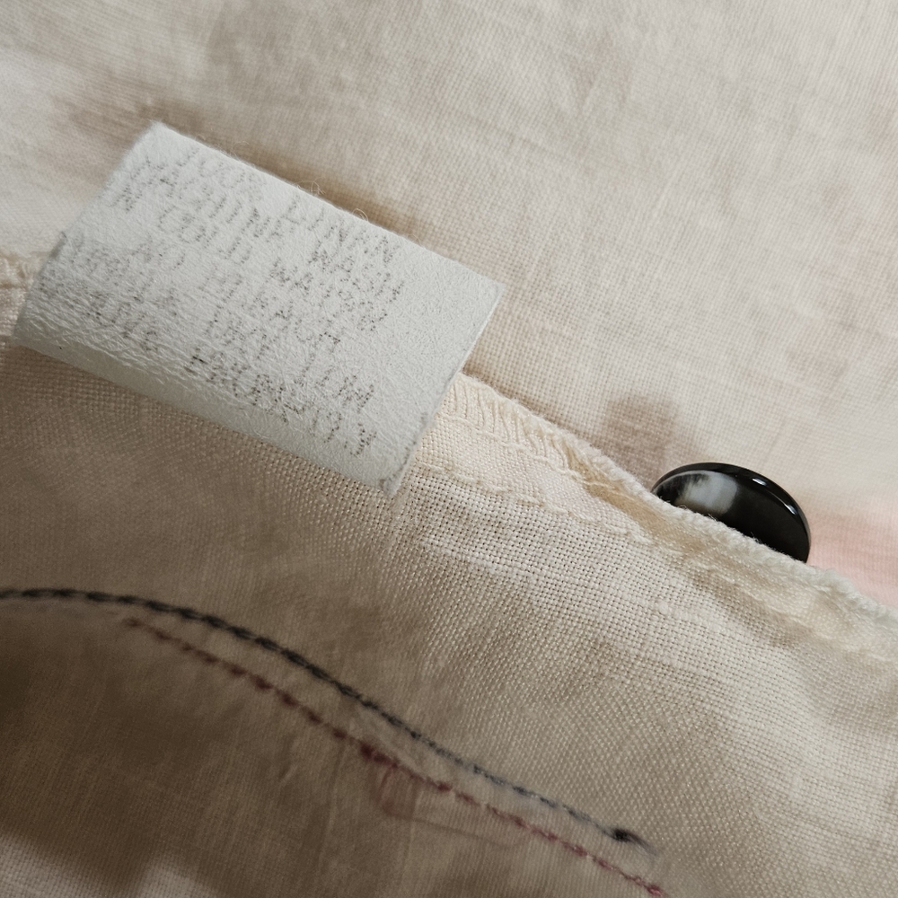 Johnny Was Vintage Cream/Ivory 100% Linen Floral Embroidered Maxi Shirt Dress - Picture 9 of 12